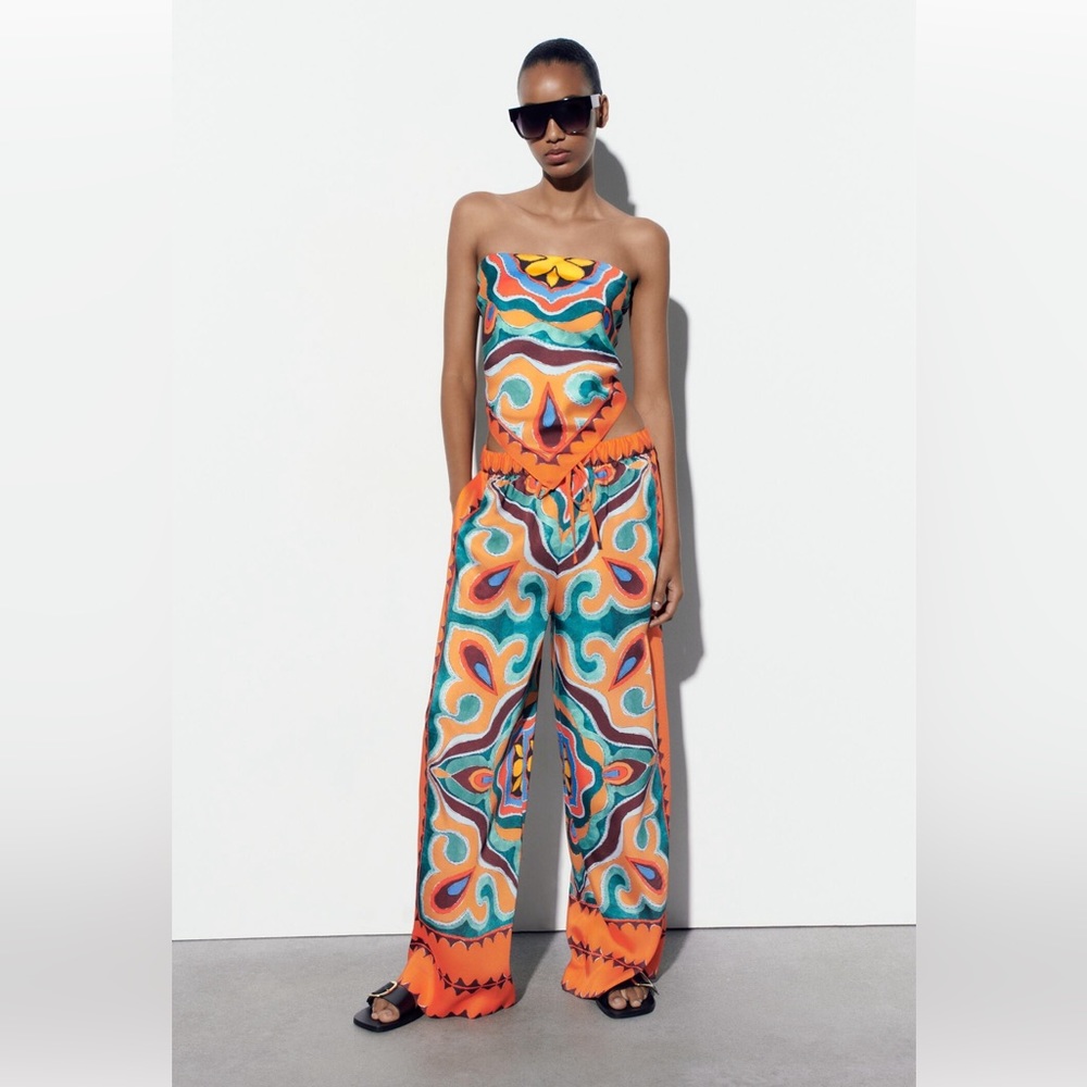 ZARA PRINTED PANTS NEW WITHOUT TAGS SIZE L